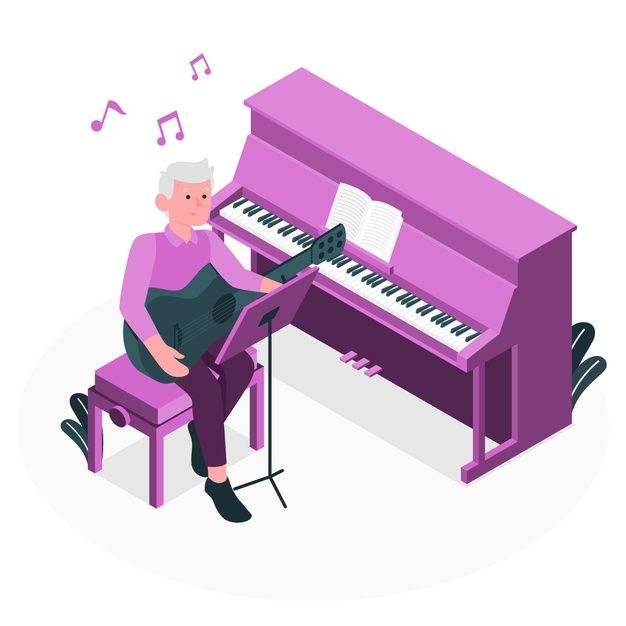 Hombre tocando la guitarra y escribiendo la partitura