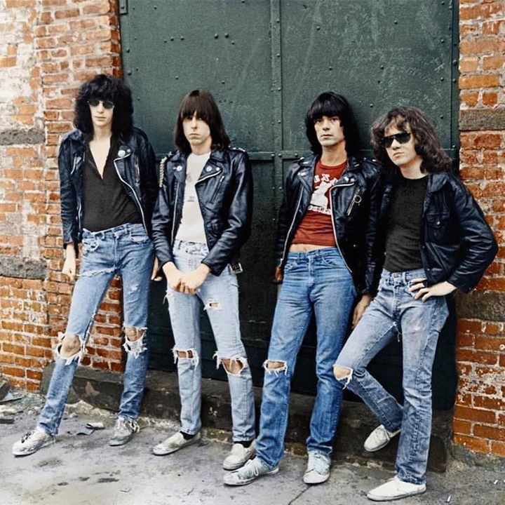 Foto estampa a lendária capa do disco Rocket To Russia, terceiro da carreira do grupo, em uma versão colorida.