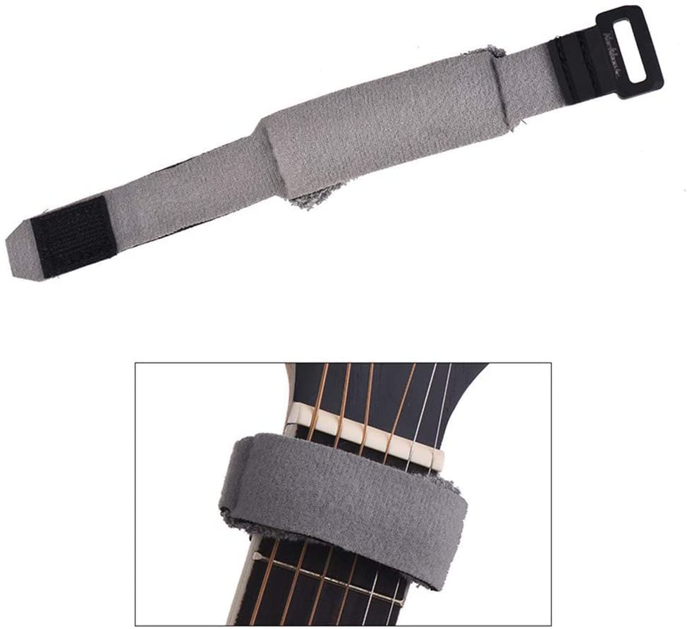 Violão com abafador de cordas, perto do headstock