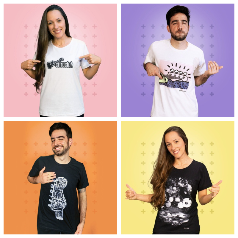 Modelos de camisetas do Cifra Club são ótimas ideias para presente de Dia dos Namorados