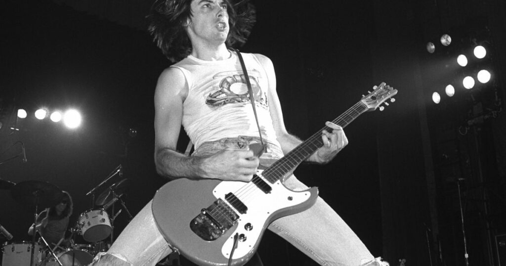 Guitarrista da banda Ramones, durante apresentação ao vivo