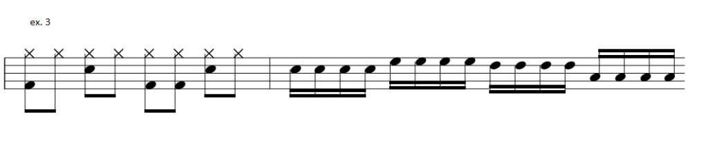 Exemplo de virada de bateria em semicolcheia