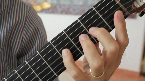 Persona practicando las técnicas en su guitarra acústica