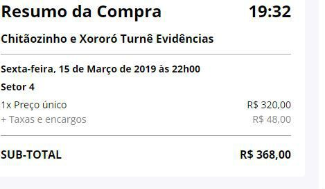 ingressos Além do preço do ingresso, ainda precisamos pagar inexplicáveis encargos