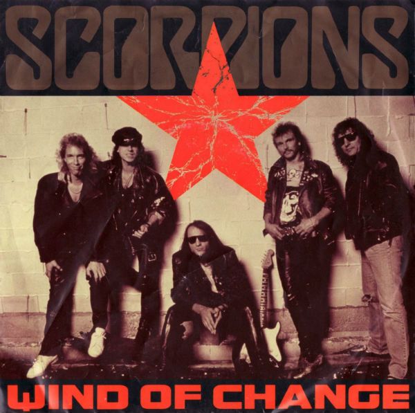 Imagem de divulgação do single wind of change, da banda Scorpions, lançado em 1991