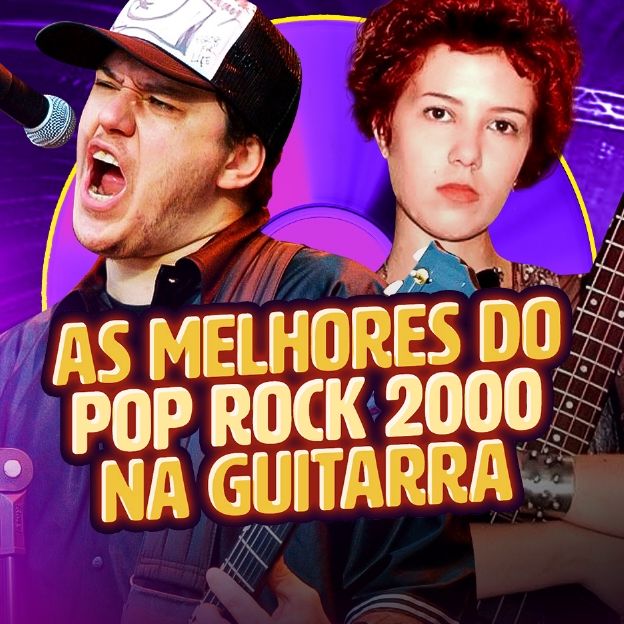 Na imagem os cantores: Marjorie Estiano e Charlie Brown Jr. Ao lado está escrito: As melhores do Pop Rock 2000 Na Guitarra