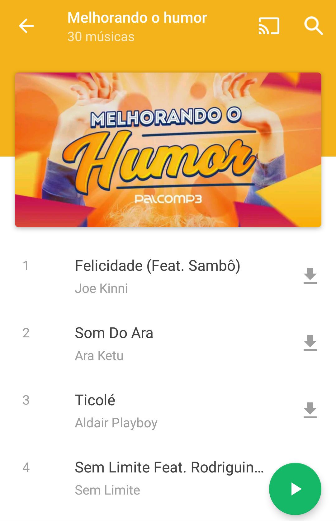 O Palco MP3 disponibiliza várias playlists