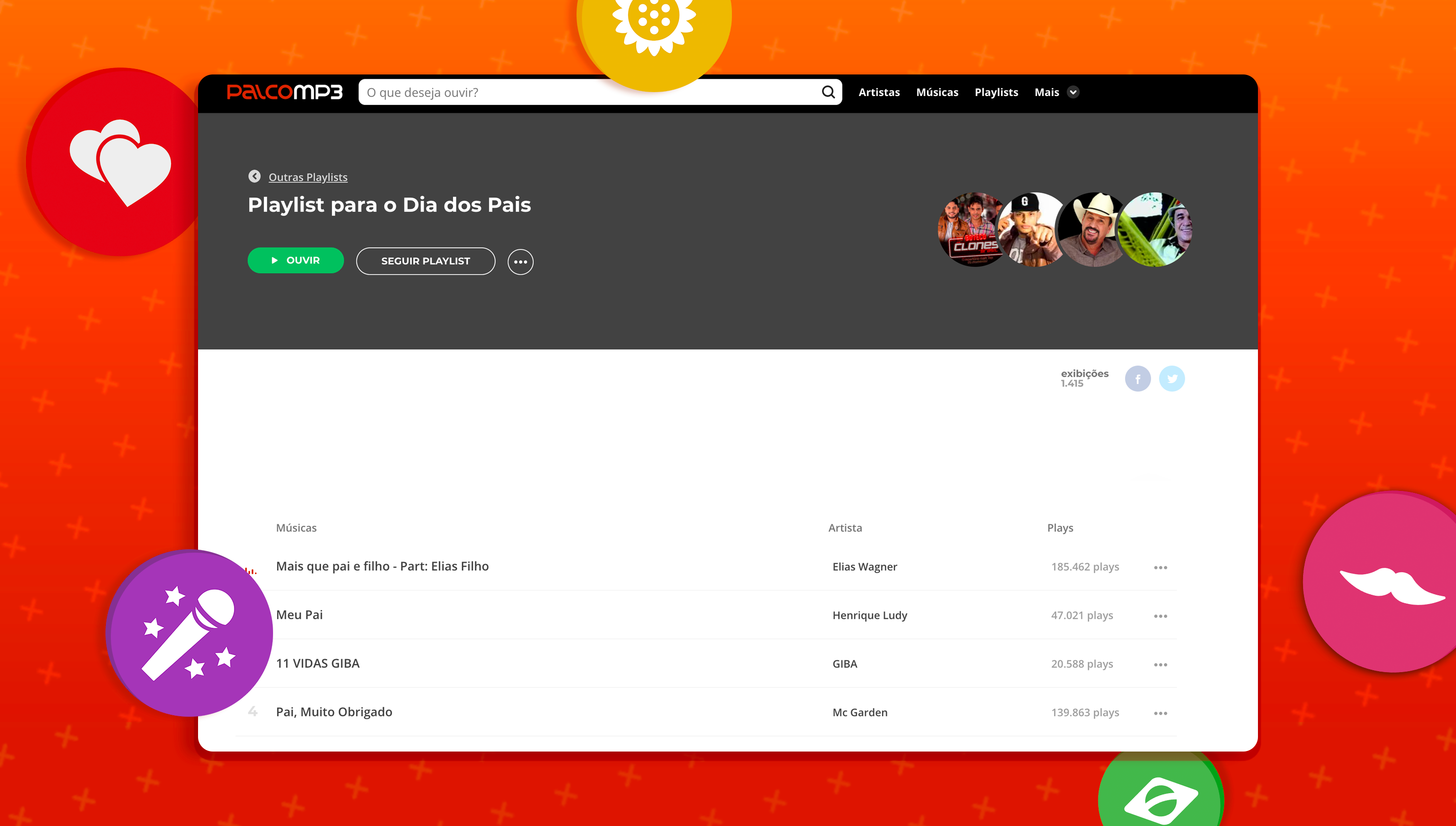 Imagem de criação de playlist no Palco MP3